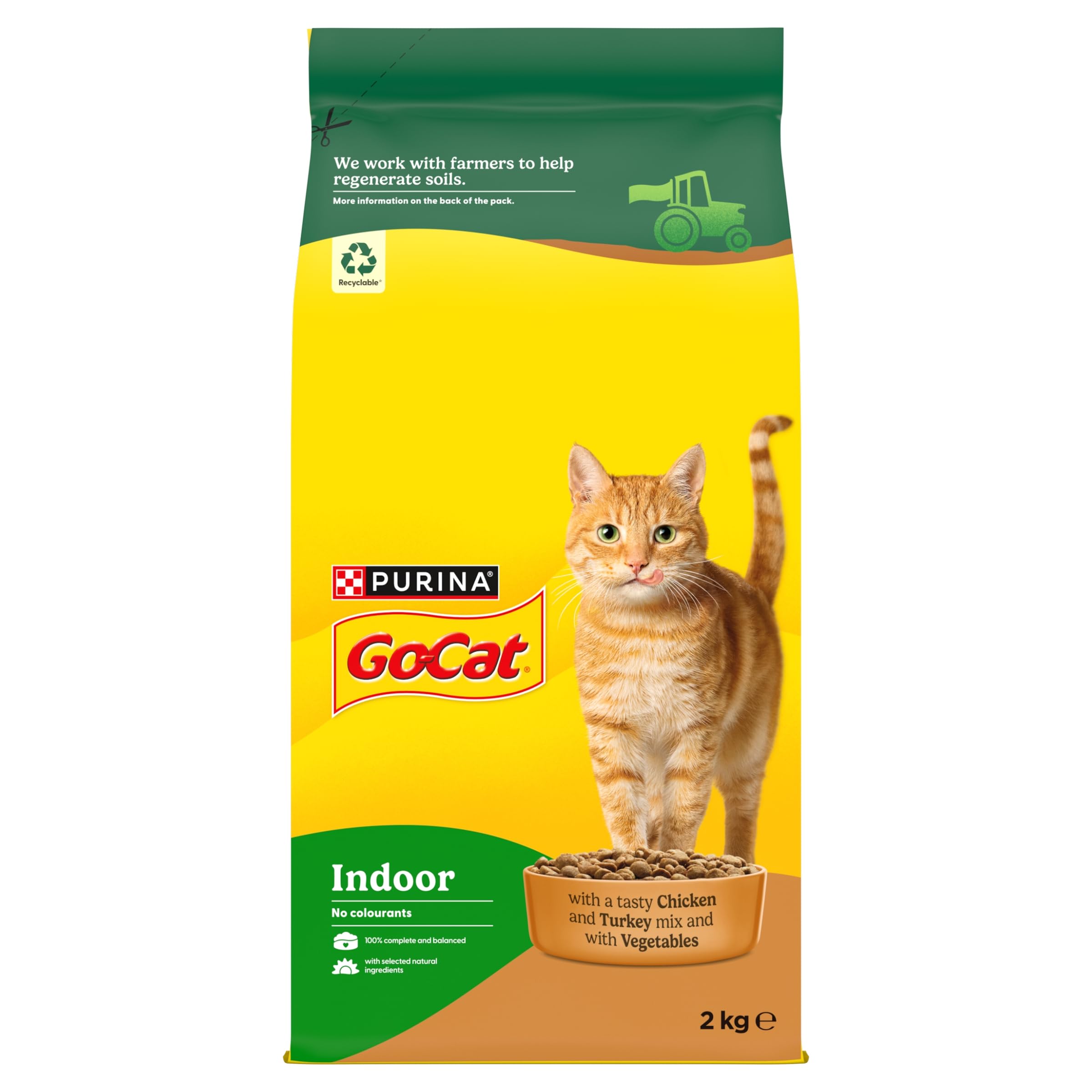 GO-CAT Indoor Adult Dry Cat Food Chicken 2kg (Pack of 4)