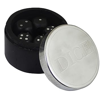 SKAVIJ Handmade Wooden 5 Dice Set with Storage Cup 20MM D6 Gaming Dice, Brown