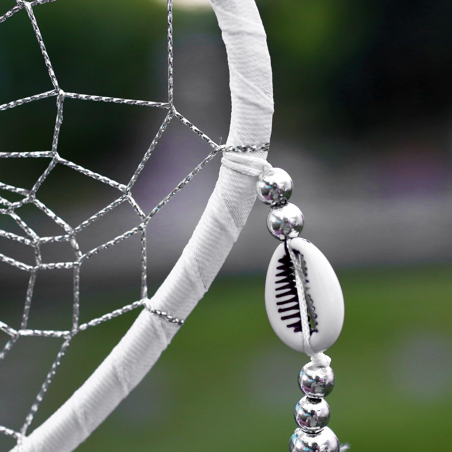 SOLRDI Dream Catcher White 24cm^10cm Heart Shape India Style Handmade Double Circular Handmade Traditional Net Home Decor Wall Car Hanging Ornament Gift