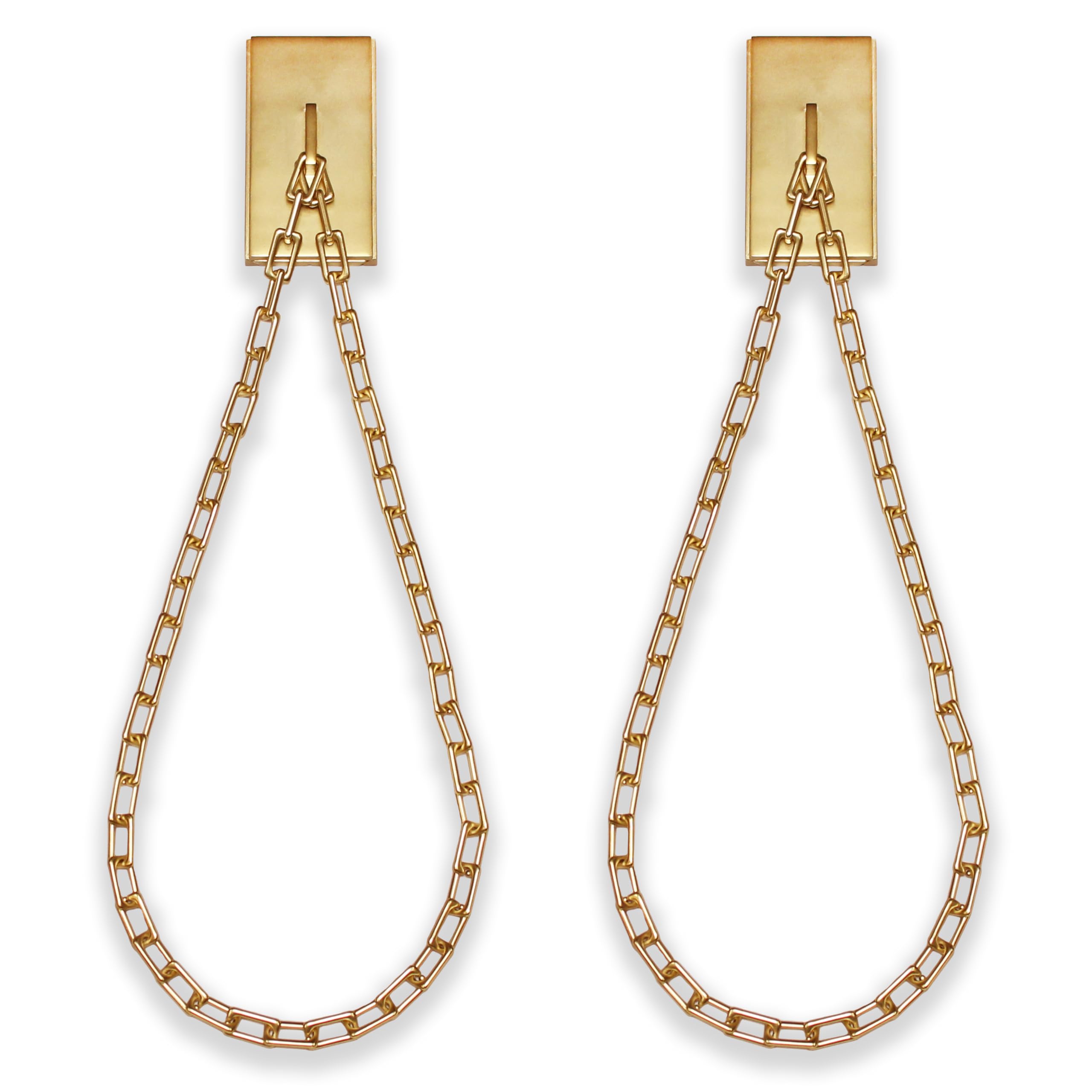 Photo 1 of BlastHome® Luxury Chain Tiebacks – Premium Metal Wall Mounted Curtain Holdbacks with 30" Long Chains - Signature Collection, Set of Two – Designer Quality Window Drapery Ties – Brushed Gold Finish