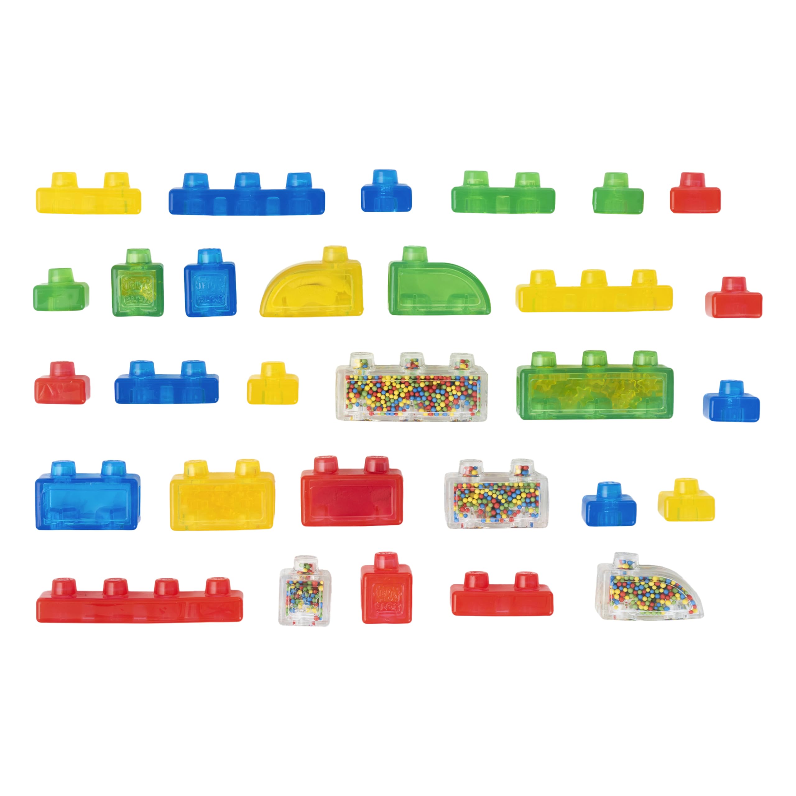 Jelly Blox Stash 'N Stack 2-in-1 Storage Case Including 30 Blocks | Toddler & Preschool Building Blocks Kids Can Squeeze & Stretch | Safety Tested & Ouch-Free | Tactile, Sensory Play Toy for Ages 2+