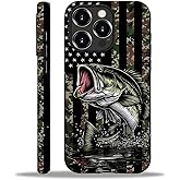 Zeggi Case for iPhone 15 Pro Max(Compatible with MagSafe),Soft TPU+Hard Acrylic 2-in-1 Matte Phone Cover for Men,Shockproof Anti-Scratch Protective Case for iPhone 15 Pro Max-Camouflage Fish Flag