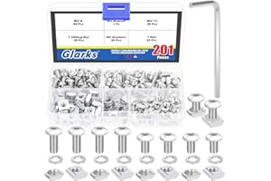 Glarks 201pcs M5 T Slot Nut and Button Head Socket Cap Screw Kit for 2020 Series Aluminum Extrusion, 40pcs 2020 Series T Nut 
