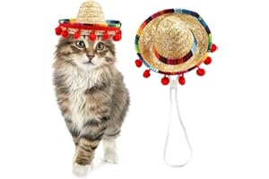 Glodecart Sombrero Cat Hat for Cats Mexican Fiesta, Mini Mexican Sombrero Hat for Cinco de Mayo Party Supplies Funny Mexican Style Hat Headwear for Small Pet Puppy Cat Costume Cute Sombrero for Cats