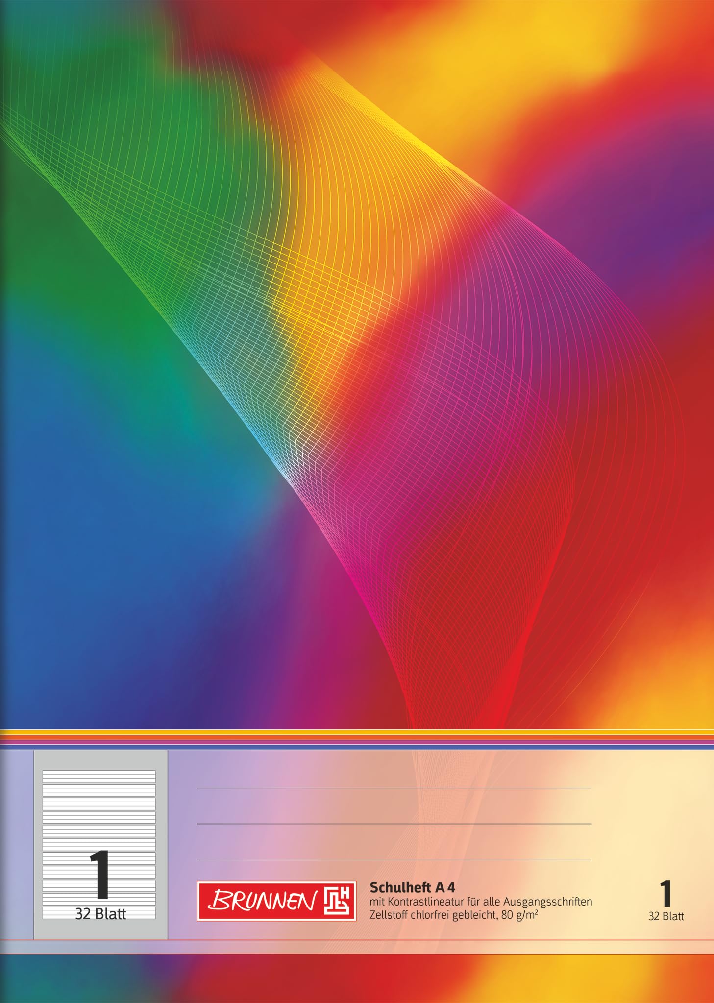 Brunnen 104438102 Exercise Book A4 (32 Sheets, Lined, ruling 1, Class 1)