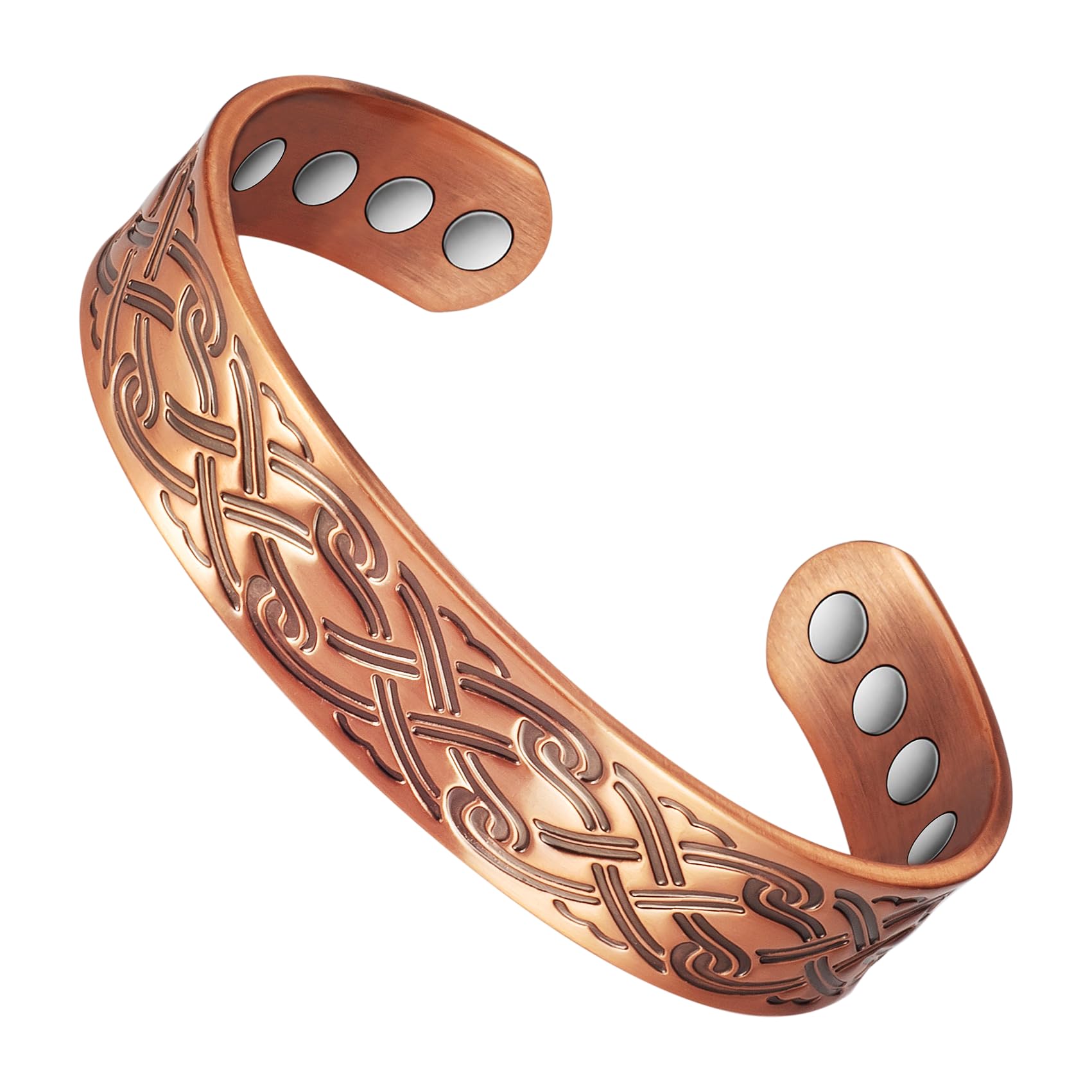 EnerCoppeX 99% pure copper men's and women's copper bracelets, inlaid with 8 effective 3500 Gauss magnets, the open design can be freely adjusted in size, 6.5 inches copper bracelet (A)