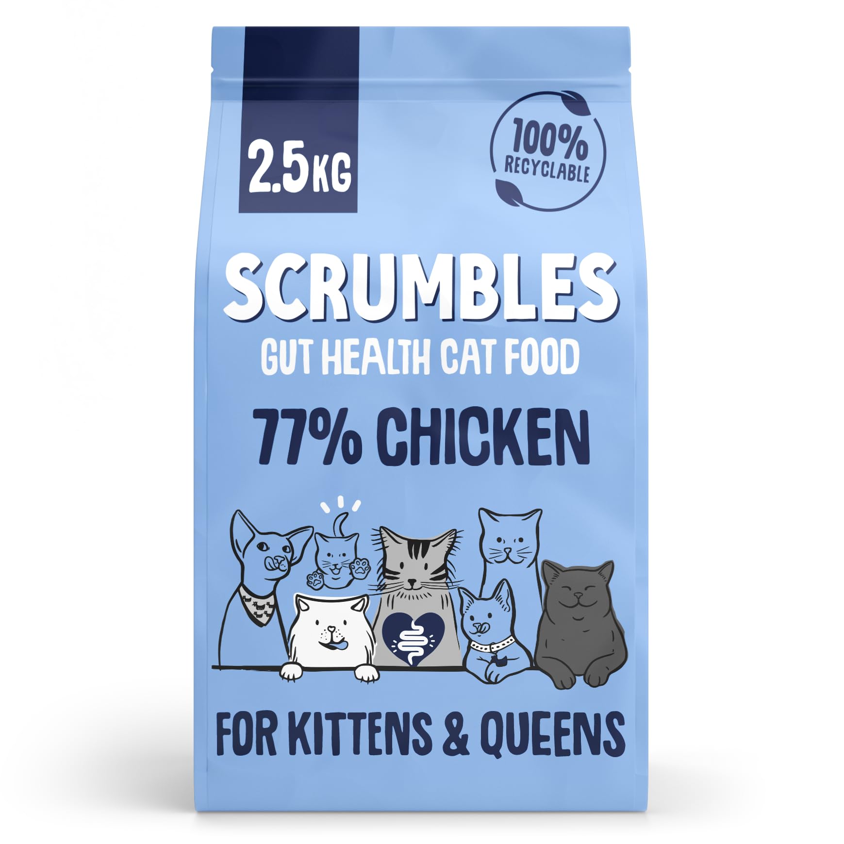 Scrumbles All Natural Dry Kitten Food with 77% Chicken, High Protein Food for Growing Kittens, 2.5Kgpackage may vary
