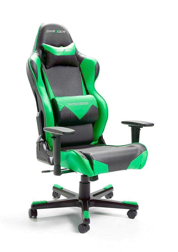 DX Racer, Gamingstuhl, Schreibtischstuhl, Bürostuhl, schwarz grün, 69 x 127-134 x 53 cm, 62547NE4