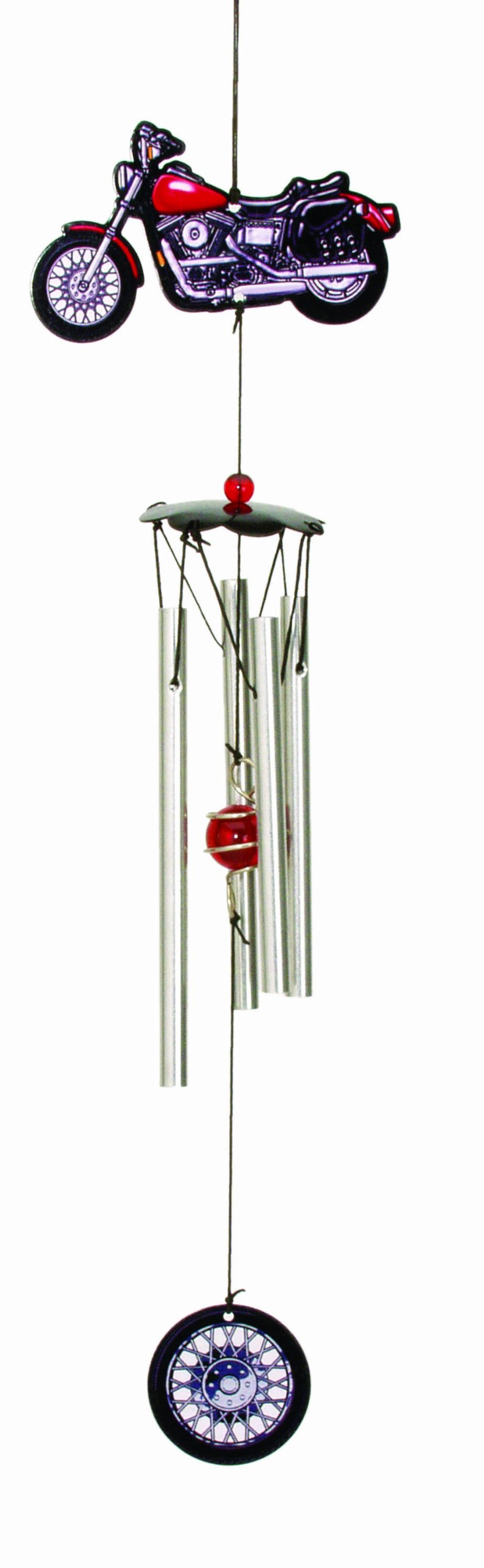 Spoontiques Metal Motorcycle Wind Chime, Blue - Outdoor Garden Décor - Decorative Chimes for Yard, Garden, Backyard and Patio Decoration