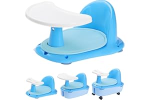 Beautsque 3-in-1 Baby Bath Seat,Ride On Toy Car, Baby Dining Chair,with Tray & Storage & 4 Wheels.Seats for Babies Sitting Up, Blue
