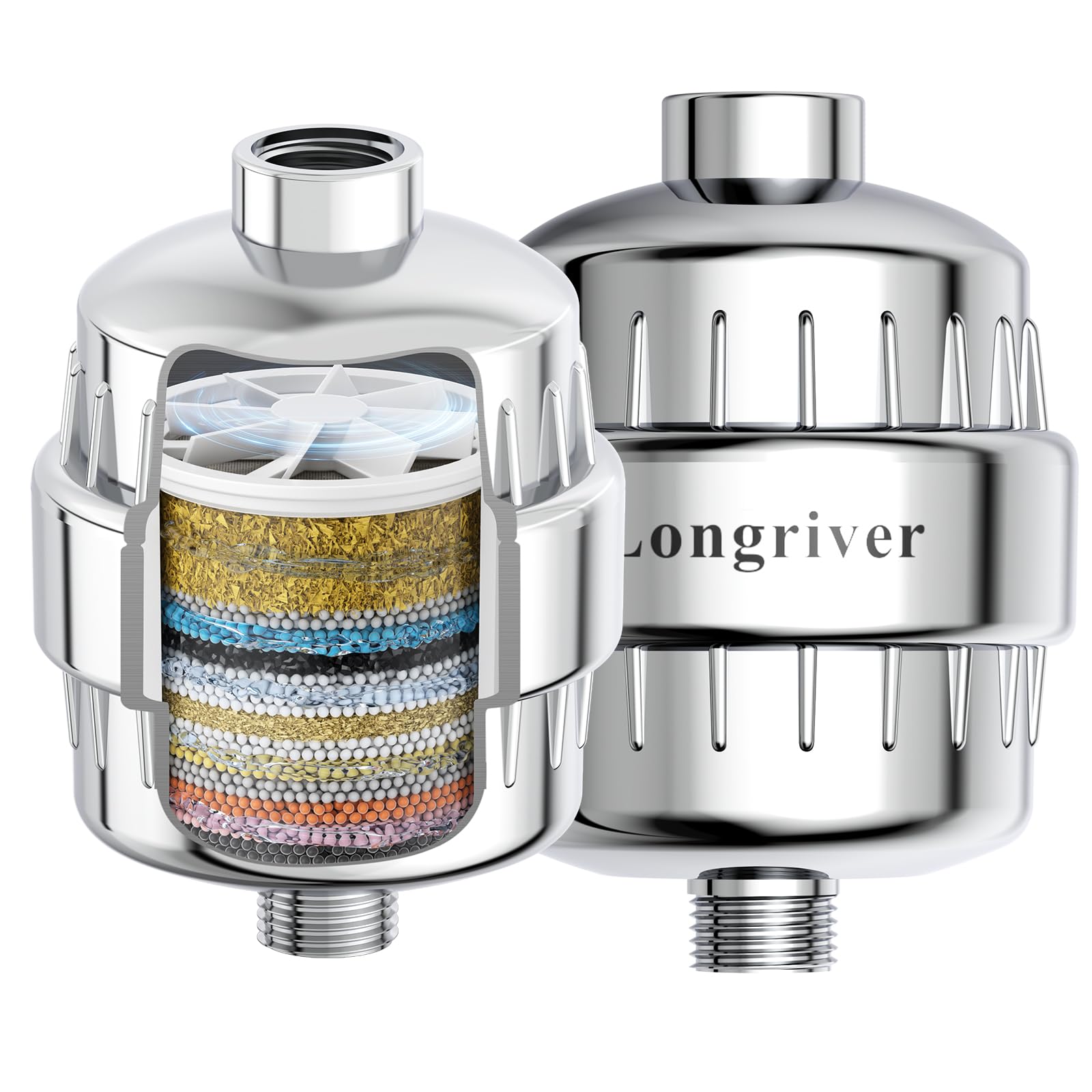 Photo 1 of R7 Shower Filter High Put Shower Water Filter for Hard Water 99.99% Remove Chlorine, Heavy Metals, Shower Water Softener, Improve your skin and hair, Bathroom Fixture Hardware Parts, Chrome, 2 Pack