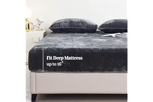 YIYEA Fleece Fitted Sheet Only, Ultra Soft Fluffy Plush Velvet Deep Pocket Fitted Bottom Sheet for Fall Winter, Cozy Warmth and No Shedding, Dark Gray, Twin