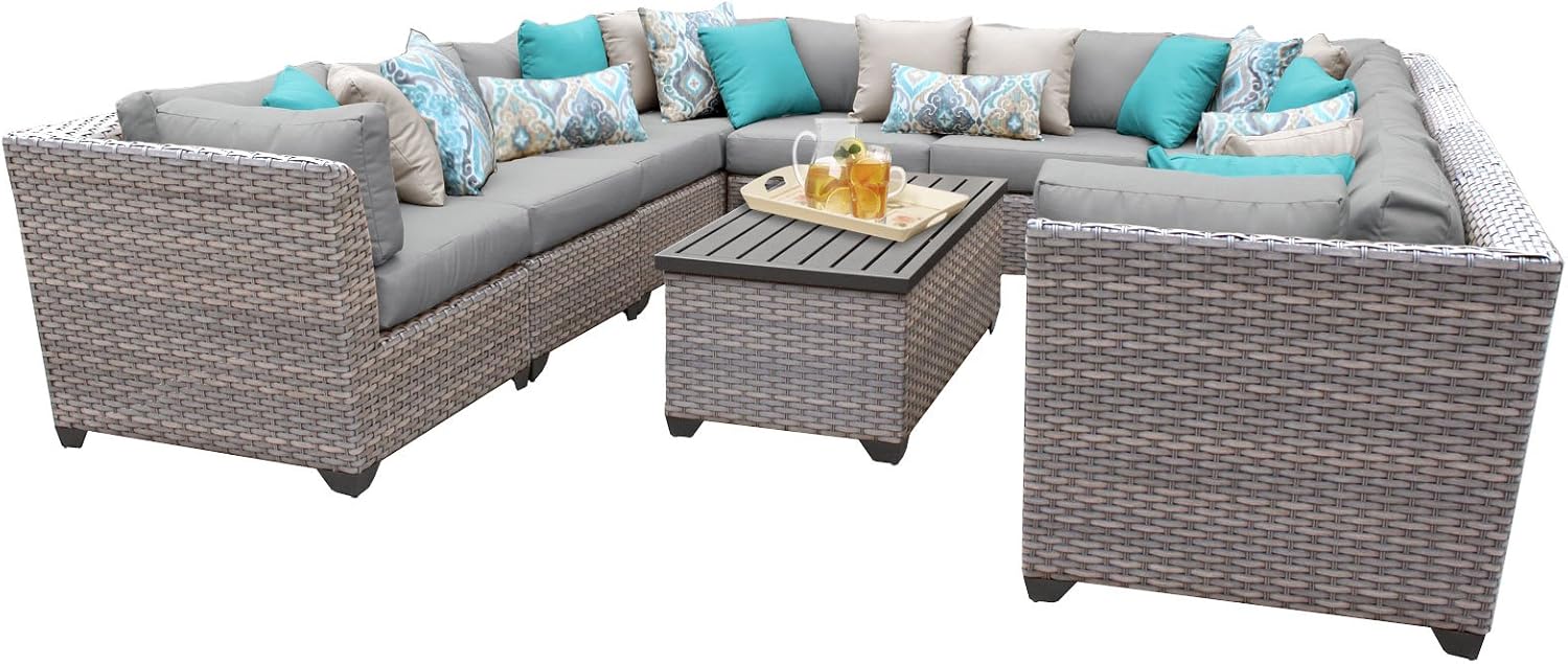 Amazon Com Tk Classics Florence 11a Aruba 11 Piece Outdoor Wicker Patio Furniture Set Aruba Garden Outdoor