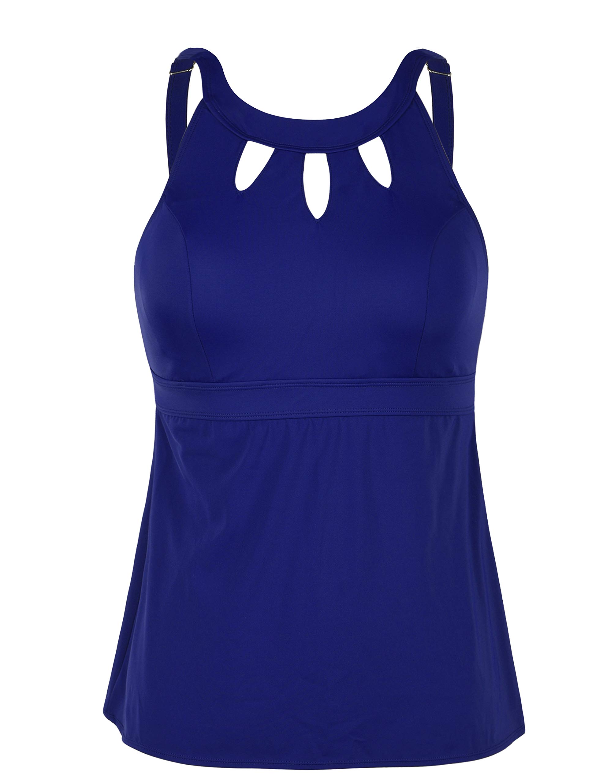 Photo 1 of Septangle Women's Tankini Swim Top Tummy Hide Tanking Bathing Suit Halter Tank Swimsuits High Neck Tankinis Swimwear Full Coverage,US 12,Navy Blue
