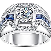 AnuClub Moissanite Wedding Rings for Men 2.68cttw D Color VVS1 925 Sterling Silver Engagement Promise Anniversary Band Ring with Certificate
