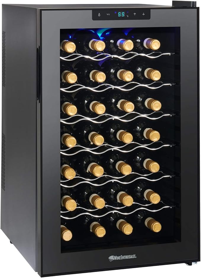 Wine Enthusiast refrigerador silencioso de 28 botellas de vino, refrigerador de vino con