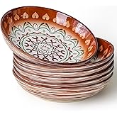 Yeacccng Pasta Bowls Set of 6, 35 Oz Ceramic Large Salad Bowl, 8.5 Inch Colorful Serving Bowls for Kitchen, Dishwasher & Microwave Safe, Scratch-Resistant, Lead-Free (Brown*6)