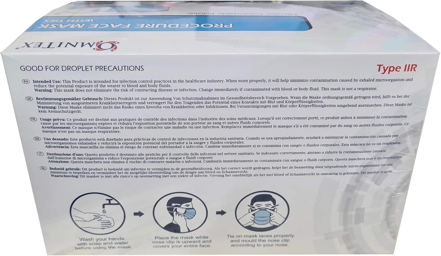 Omnitex Type IIR Tie Back Surgical Face Mask, Premium Tie-On 3ply EN14683 Medical Grade 2R & Splash Resistant, British Brand - Image 5