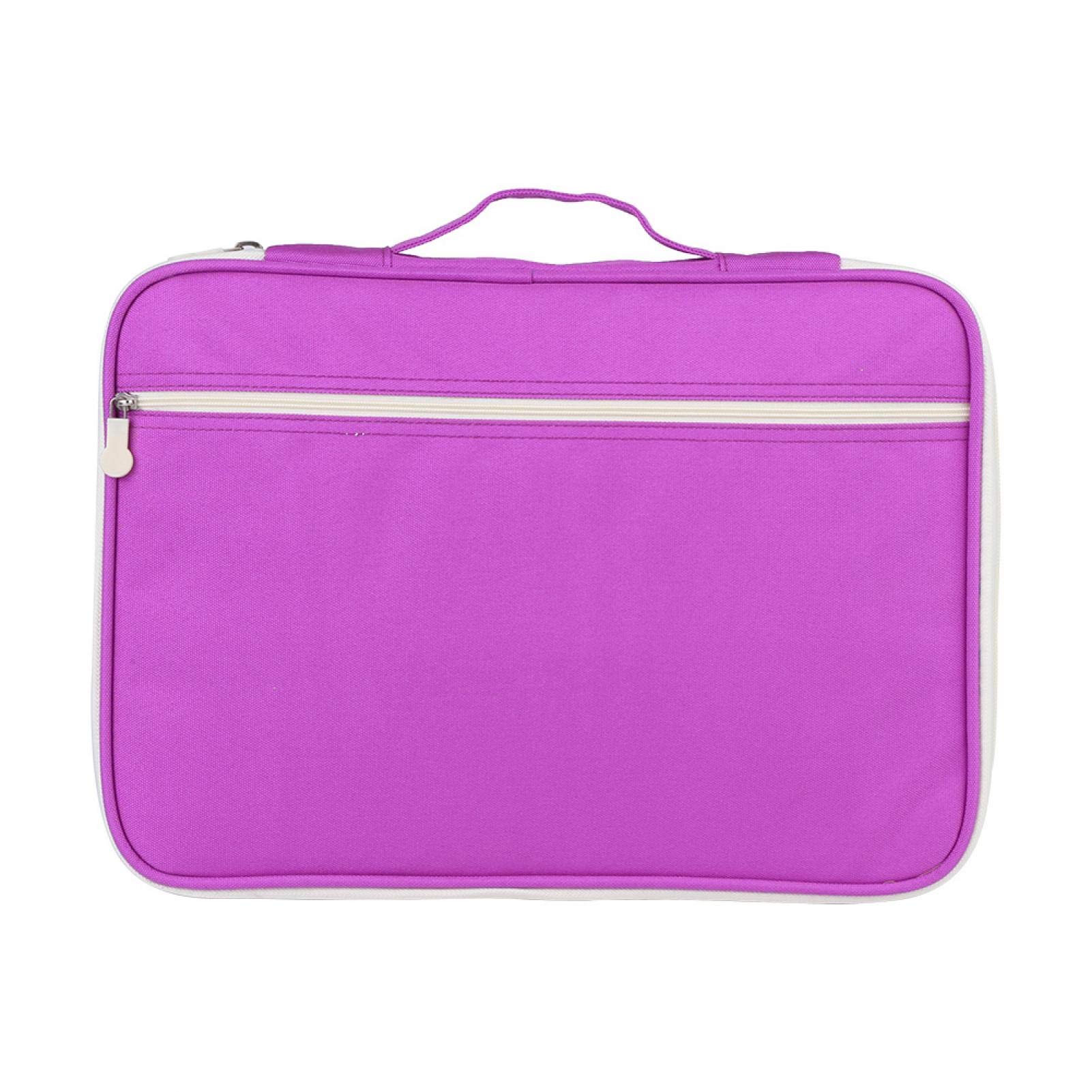A4 Oxford Cloth Organizer Business Portfolio Document Bag File Folder Computer Notebook Zippered Case(Purple)