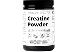 Santa Cruz Paleo, Creatine Monohydrate Powder Micronized, Unflavored Pre Workout and Muscle Support Supplement, Gluten Free Keto, Mix with Water or Shakes, No Fillers or Additives, 80 Servings, 400g