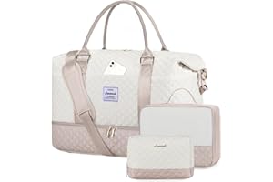 LOVEVOOK Travel Weekender Bag for Women, Large Carry on Overnight Bag with Shoe Compartment, Travel Duffle Bag Women, Yoga Gym Duffel Bag with Wet Pocket,Hospital Bags for Labor and Delivery,3 Pcs Set