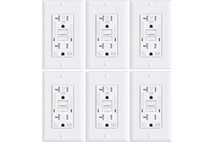 HEERJUS 6 Pack GFCI Outlet 20 Amp GFI Electrical Outlet Outdoor Weather Proof (WR) Tamper Resistant(TR) Self-Test GFI Receptacles with LED Indicator Decoration Wall Plates White