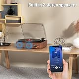 cotsoco Vinyl Record Player Turntable Bluetooth 2 Speakers 3 Speed Orange view 6
