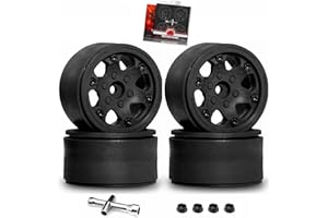 REDSPIDER 2.2 beadlock Wheels Plastic，2.2 Wheels（4pcs Black） for 1/10 RC Rock Crawler Car Axial Wraith RR10 SCX10 90046 YETI D90 CC01 RC Crawler Car Upgrade Parts (Black)
