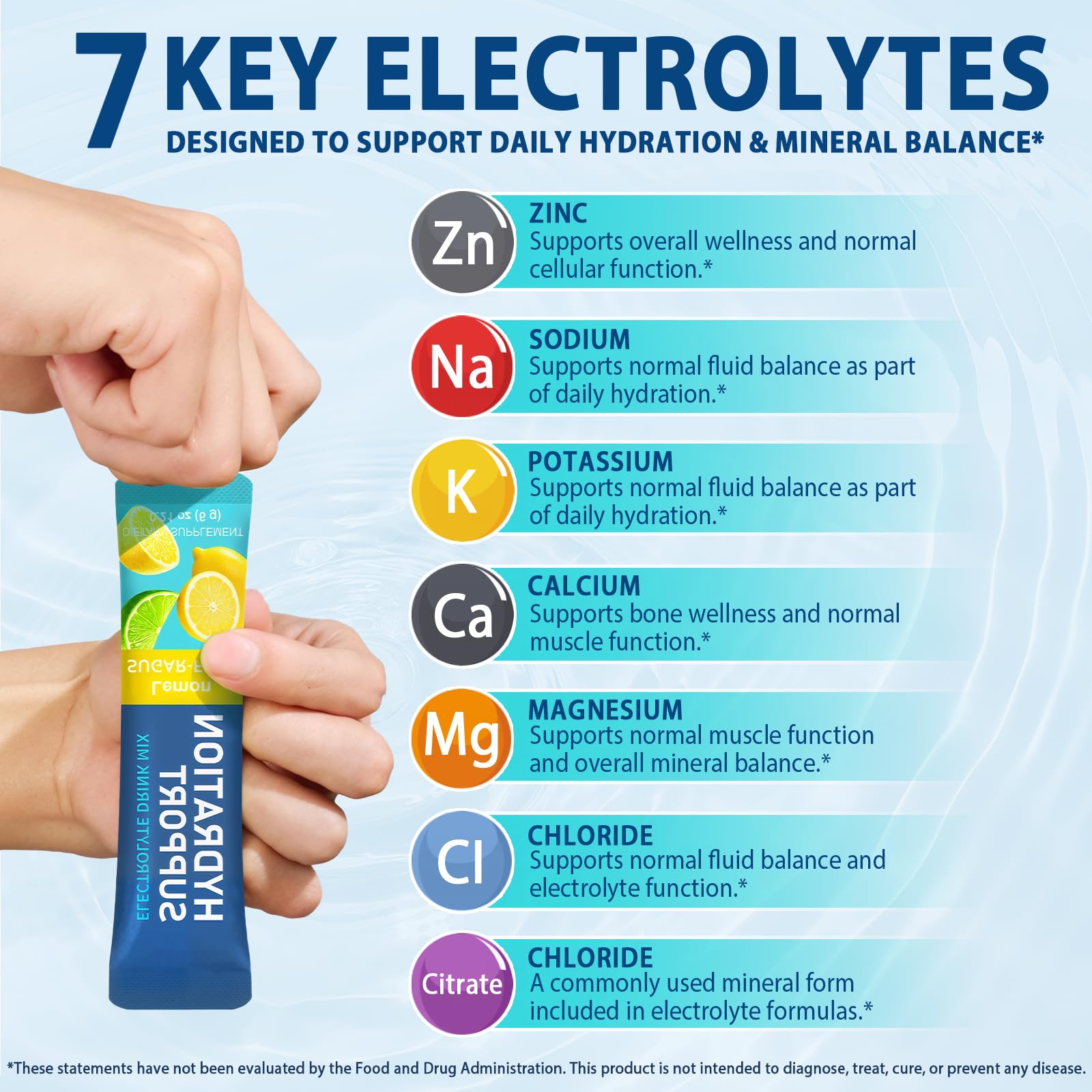 Elektrolyte Pulver Hydration 24 Beutel, 7 Essenzielle Mineralstoffe & 5 Vitamine, schnelle Flüssigkeitszufuhr, schnelle Flüssigkeitszufuhr, Zuckerfreie Hydratationspäckchen 6 Geschmacksrichtungen 3