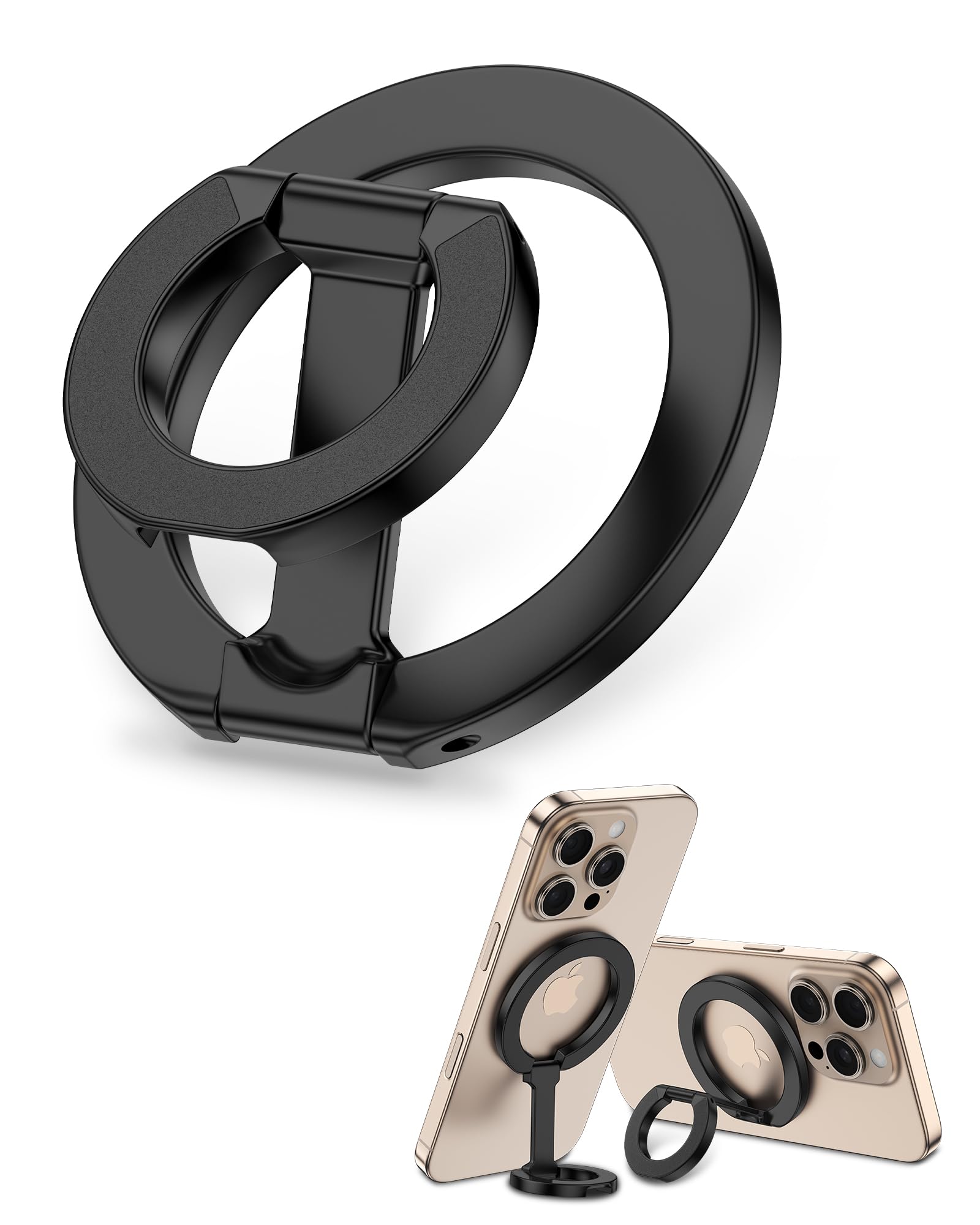 Photo 1 of MagSafe Phone Grip Holder Dual-Sided Magnetic Finger Ring Adjustable Kickstand Loop for iPhone 17/16 Pro Max/15 Plus/14 Pro/13 Mini/12, Samsung, Magnet Phone Stand Grip Compatible with Mag Car Mounts