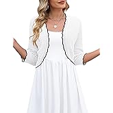 LOMON Women's 3/4 Sleeve Cropped Cardigan Knit Sweaters Trendy Open Front Bolero Shrugs for Dresses S-XXL
