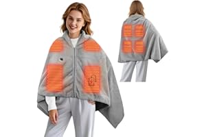 Rechargeable Cordless Heated Blanket - (Battery Power Not Included), Battery Operated Heated Shawl, Washable Warm Throw for O