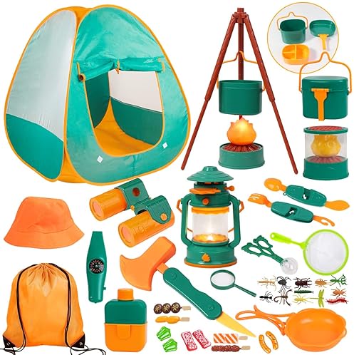 Sports & Outdoors - Meland Kids Camping Set with Tent - Toddler Toys for Boys with Campfire, Camping Toys for Kids Indoor Outdoor Pretend Play, Gift Idea for Boys Age 3,4,5,6 Year Old Birthday Christmas (Green)