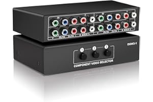 GIBBAB 3 in 1 Out Component AV Video Switch Box 1080P, 3-Way Composite 3 RCA YPbPr L/R Audio AV Splitter RGB Selector Switcher Converter for Xbox 360 Wii PS3 PS2 PS1 SNES DVD/VCD/STB/TV/HDTV, Plug & Play
