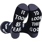 HHatvadiy 55th 65th 75th 85th Birthday Gifts for Men, Unique Stitched Novelty Socks for Fathers Day