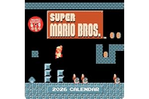 Super Mario Bros. 8-Bit Retro 2026 Wall Calendar + 6 Bonus Die-cut Notecards