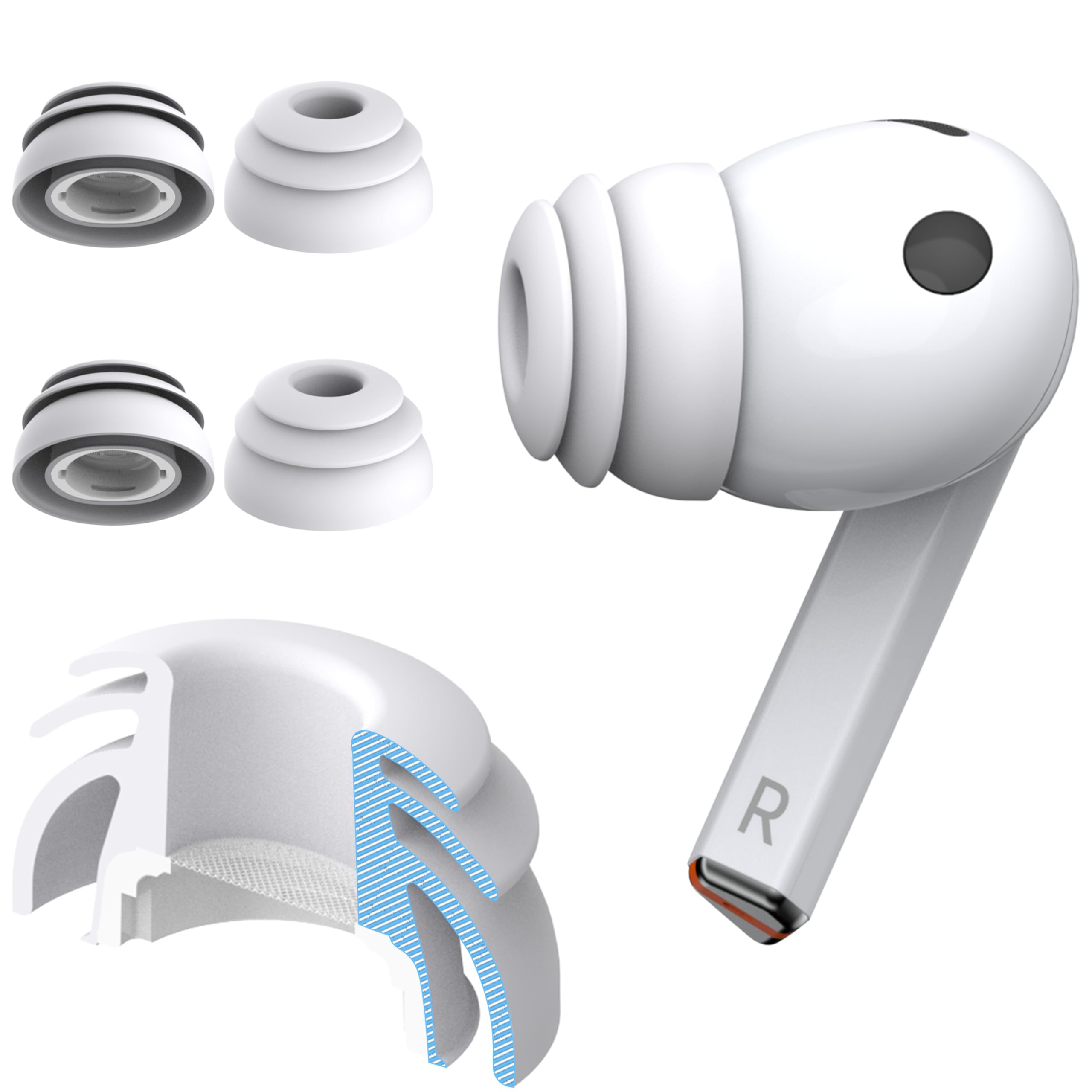 Photo 1 of 
Premium Multi-Flange Eartips for Galaxy Buds3 Pro (White, Large) – Always Fits, Never Slips