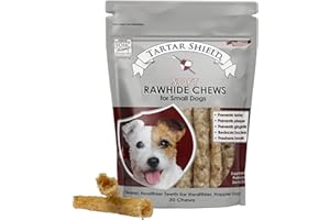 Tartar Shield Soft Rawhide Chews | Safe Dental Treats for Small Dogs | Vet VOHC Approved | Daily Bone Cleans Teeth & Gums Fresh Breath Oral Health Support | USA Made | (Small Dogs / 30 Count)
