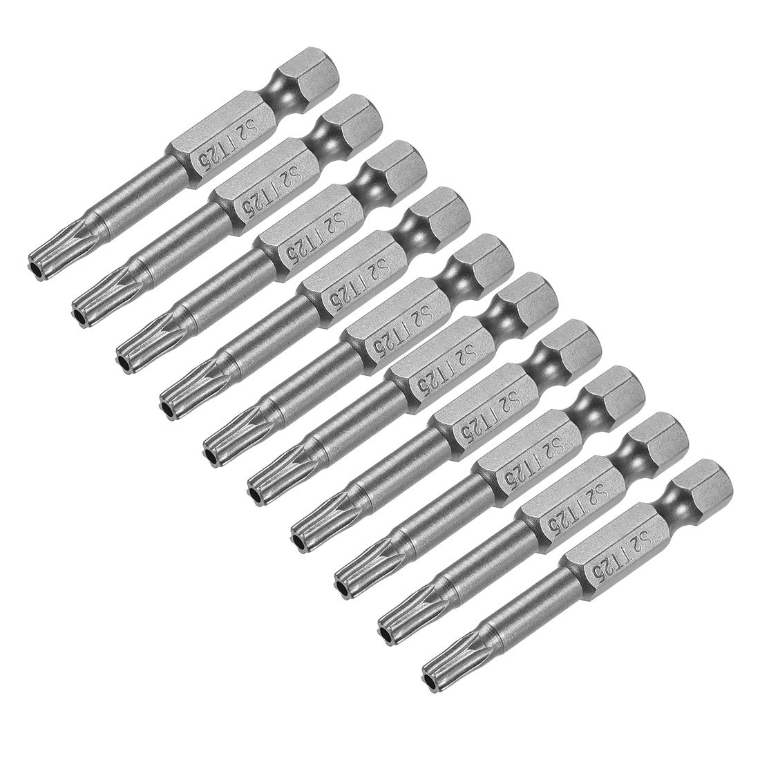 sourcing map 50mm Long 1/4inch Hex Shank T25 Torx Security Star Screwdriver Bits S2 High Alloy Steel 10pcs