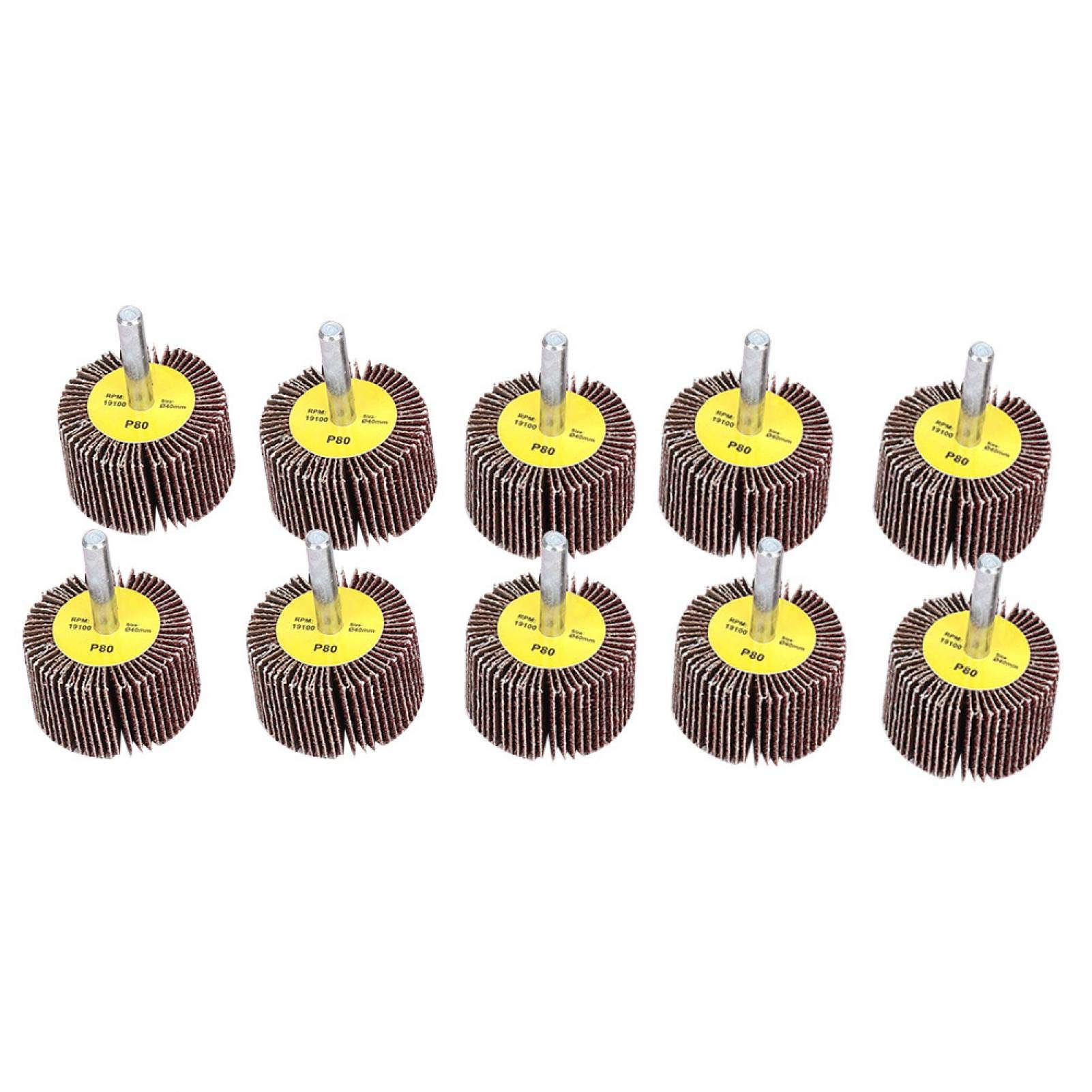 10Pcs Abrasive Cloth Flap Wheel Disc with 6mm Shank Sanding Polishing Head for Sanding Polishing Grinding