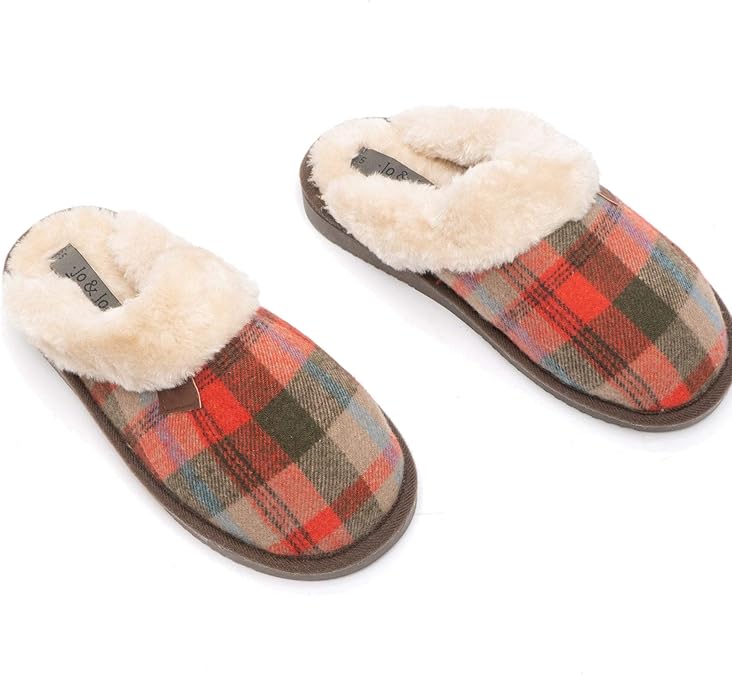Jo & Joe Shetland Ladies Mule Slippers Brown Tartan UK 8 Amazon.co.uk