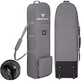DAREKUKU Golf Travel Bags for Airlines with Adjustable Support Rod and Detachable Shoulder Straps, Hard case Top Soft Foldable Golf Club Travel Covers