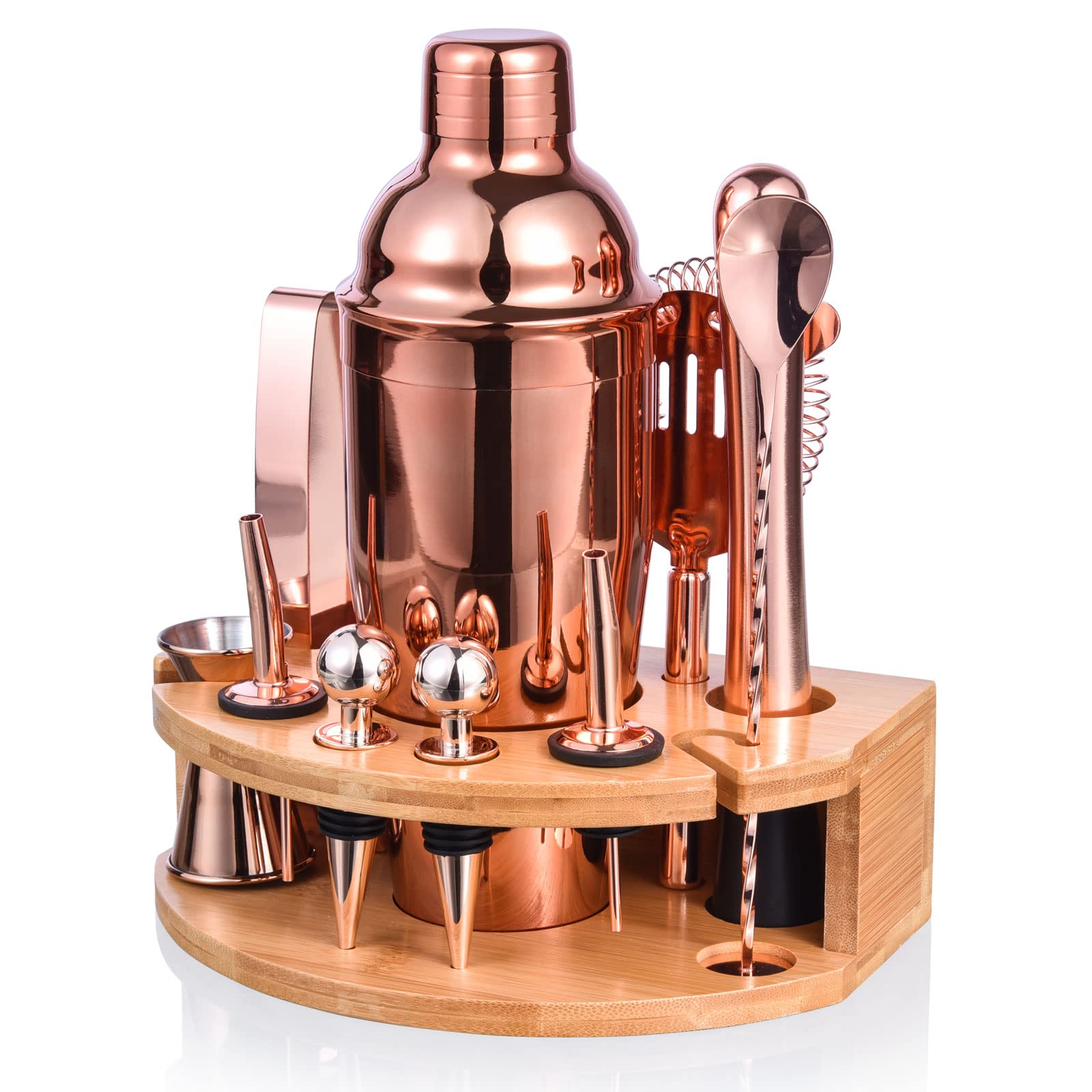 Esmula 12 Pieces Cocktail Shaker Set, 750 ml Stainless Steel Bartender Kit, Gift for Men, Women, Friends, Home Stylish Bar Tool Set with Cocktail Recipe Book (Rosegold)
