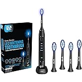 ALL IN Sonic Electric Toothbrush and Replacement Heads - Complete Toothbrush Kit - Blue + Red LED Light Therapy, Rechargeable Whitening Toothbrush for Adults, 4 Modes, 2-Minute Timer, BPA Free