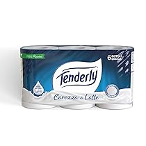 Tenderly Carezza di Latte, 6 Rotoli di Carta Igienica Morbidissima 2 Veli, 250* Strappi per Rotolo, Realizzata con Fibre 100% Naturali di Latte, Made in Italy