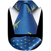 HISDERN Ties for Men Classic Animal Tie and Pocket Square Set Jacquard Woven Silk Neckties Handkerchief Wedding Party