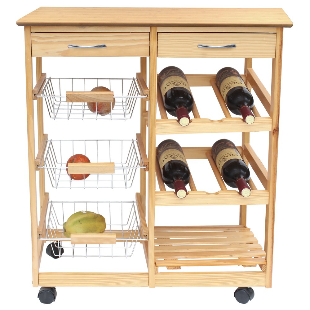 Smallwise Trading Kitchen Trolley Dining Cart With Wheels Storage