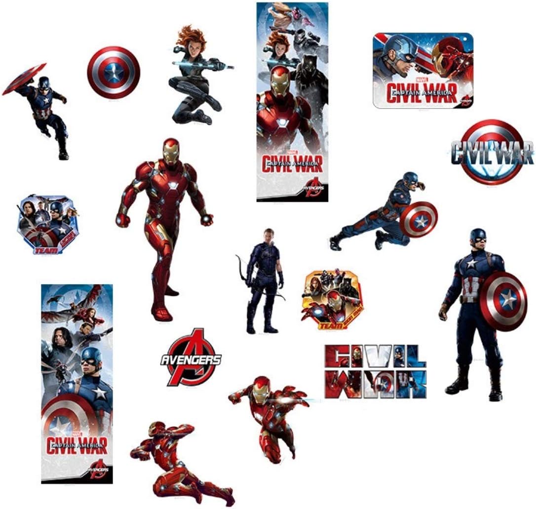 Aaron Avengers Civil War Characters Repositionable Removable Peel Stick Wall Decals Stickers Decor Kids Room (CW)