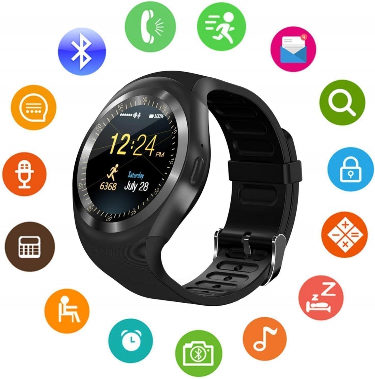 ISABELLA Unisex Bluetooth 4g Smart Watch for Men/Girls/Women/4g Sim Card Support/Touch Screen/Compatible with All Android Mobile Phones,Smart Watches for Kids Boys,Digital Watch for Boys(Random Color)