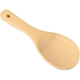 Natural Bamboo Rice Paddle Spoon, 8 Inch Wooden Utensil for Kitchen | Safe for nonstick cookware, hanging hole for easy storage, heat-resistant bamboo rice scooper for cooking, baking &amp; roasting.